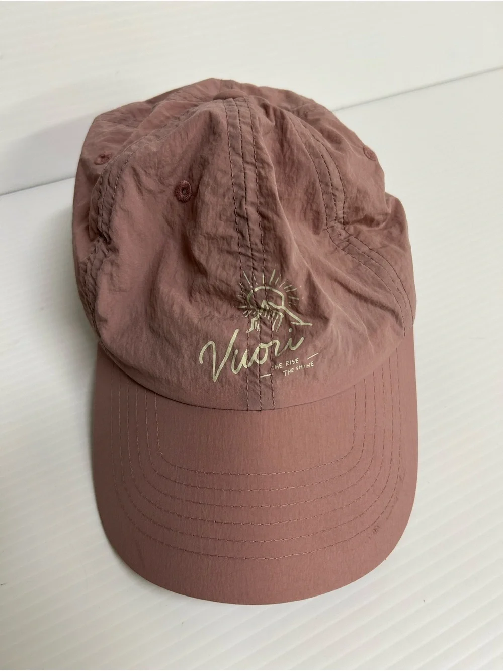 Vuori Rise Shine Hat Cap Strap Back Pink Nylon Outdoor Hiking Running Athletic